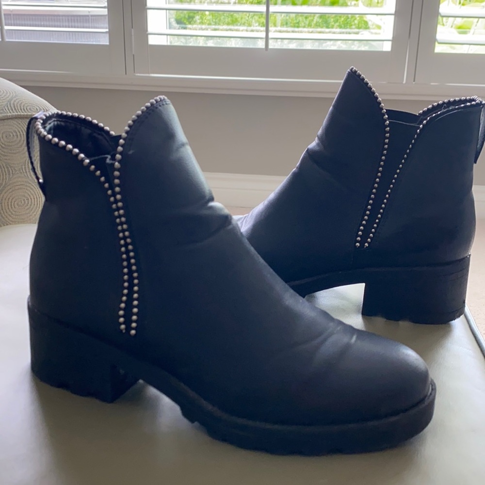 Black slight heel booties
